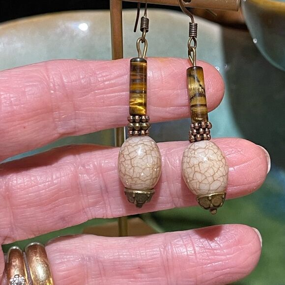 Artisan Handcrafted Gemstone Boho Earrings - Picture 2 of 2